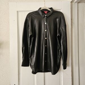 Guess Women’s Faux Leather Oversized Shirt/Jacket Size Medium, Snap Front